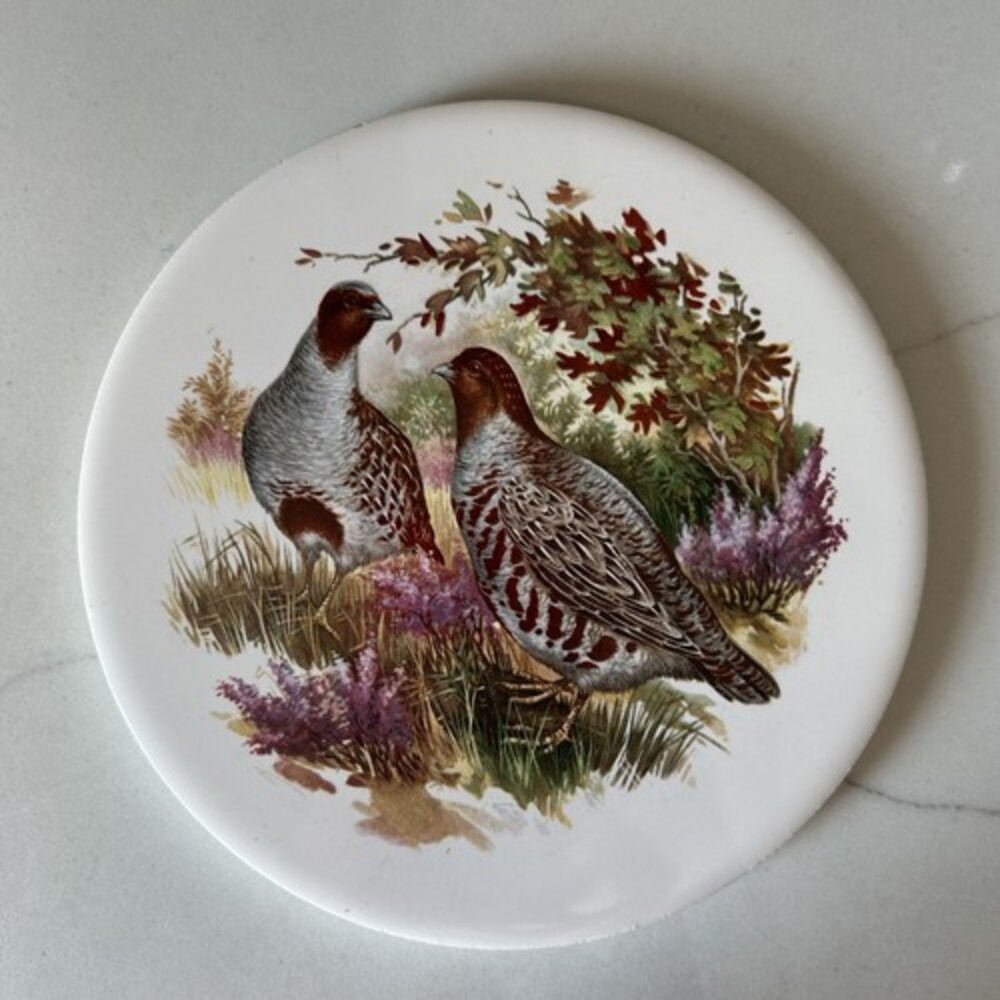 Vintage Hyalyn Round Wall Tile/Trivet 507 Pheasants - 6” Diameter